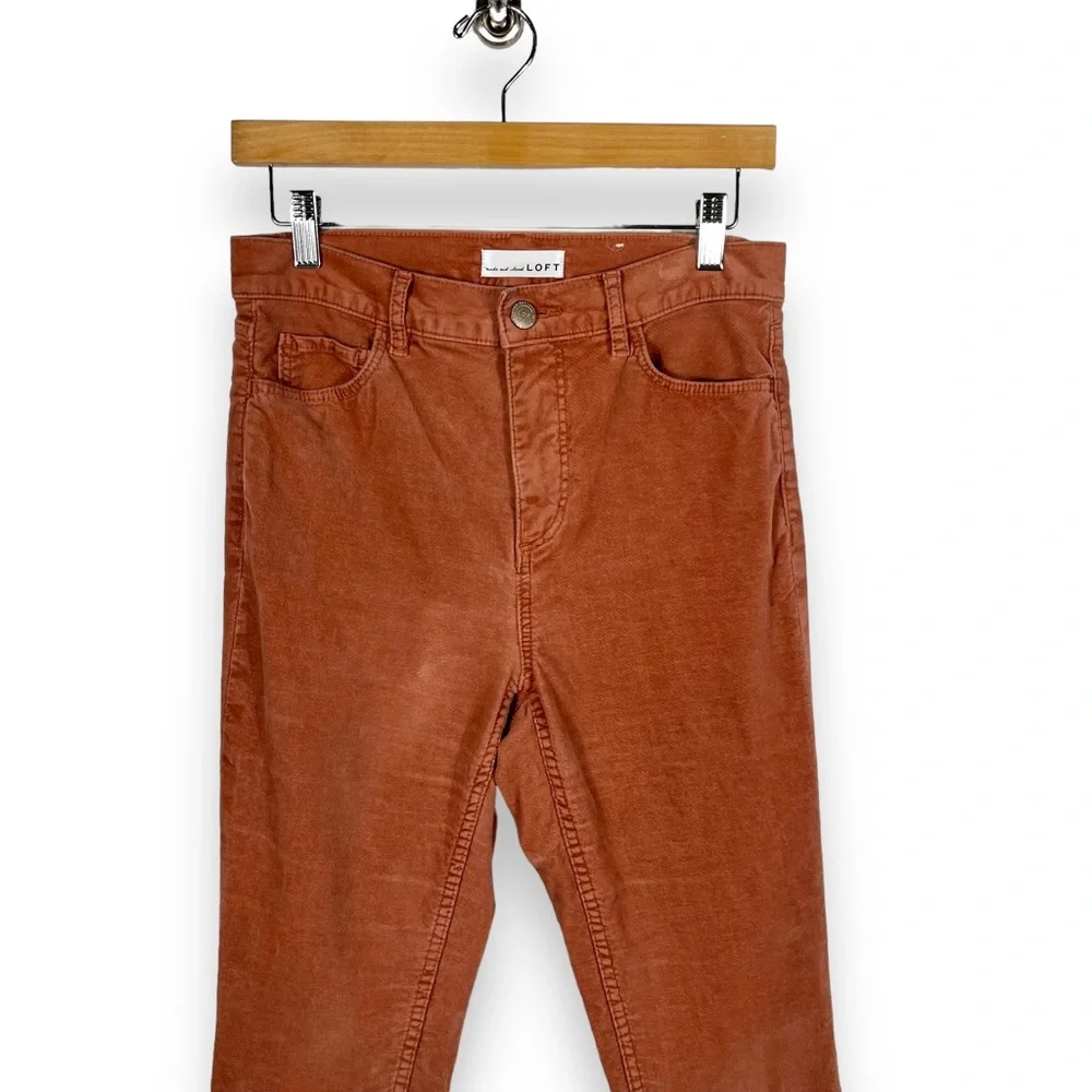 Loft High Waist Skinny Corduroy Pants, Spicy Clove, Size 4/27 - Picture 3 of 14
